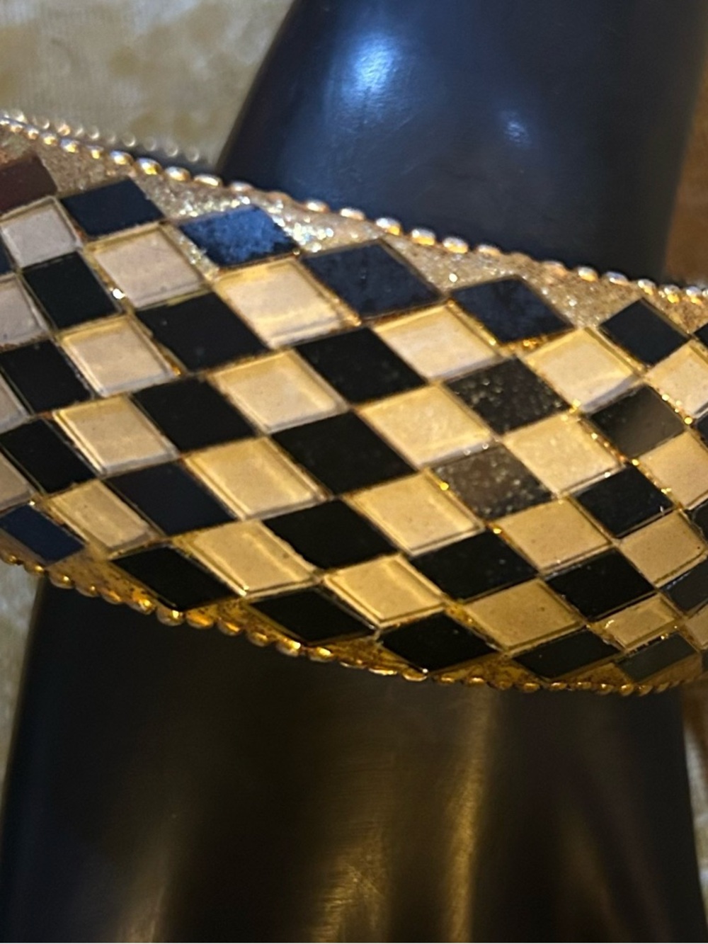 Black & Gold Checkered inlay Women's Bracelet